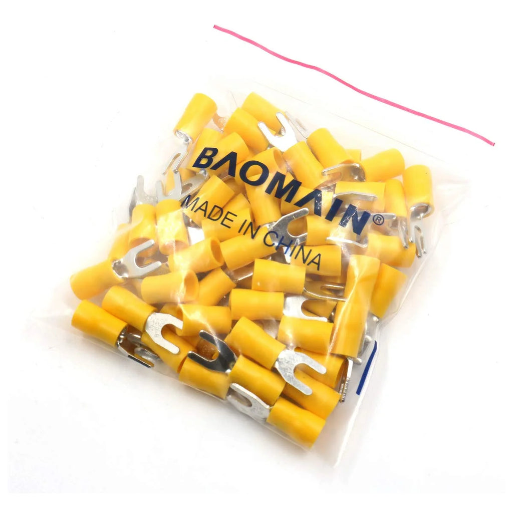 Insulated Fork Spade Wire Connector Electrical Crimp Terminal SV5.5-4 12-10 AWG Pack of 100 Z6988