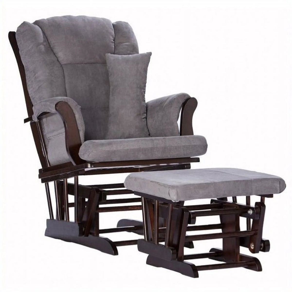 Espresso and Grey Glider and Ottoman J280