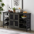 Dark Gray Wood Wine Cabinet with Storage X2561