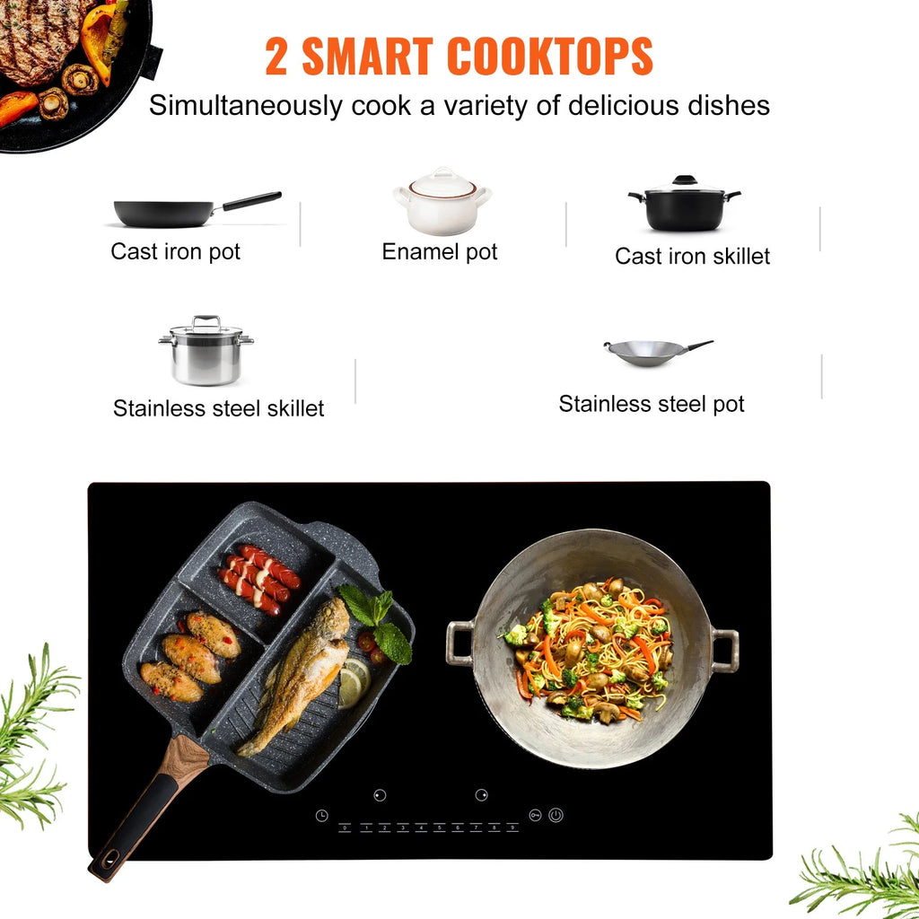 2 Burners Ceramic Glass Electric Cooktop U55569