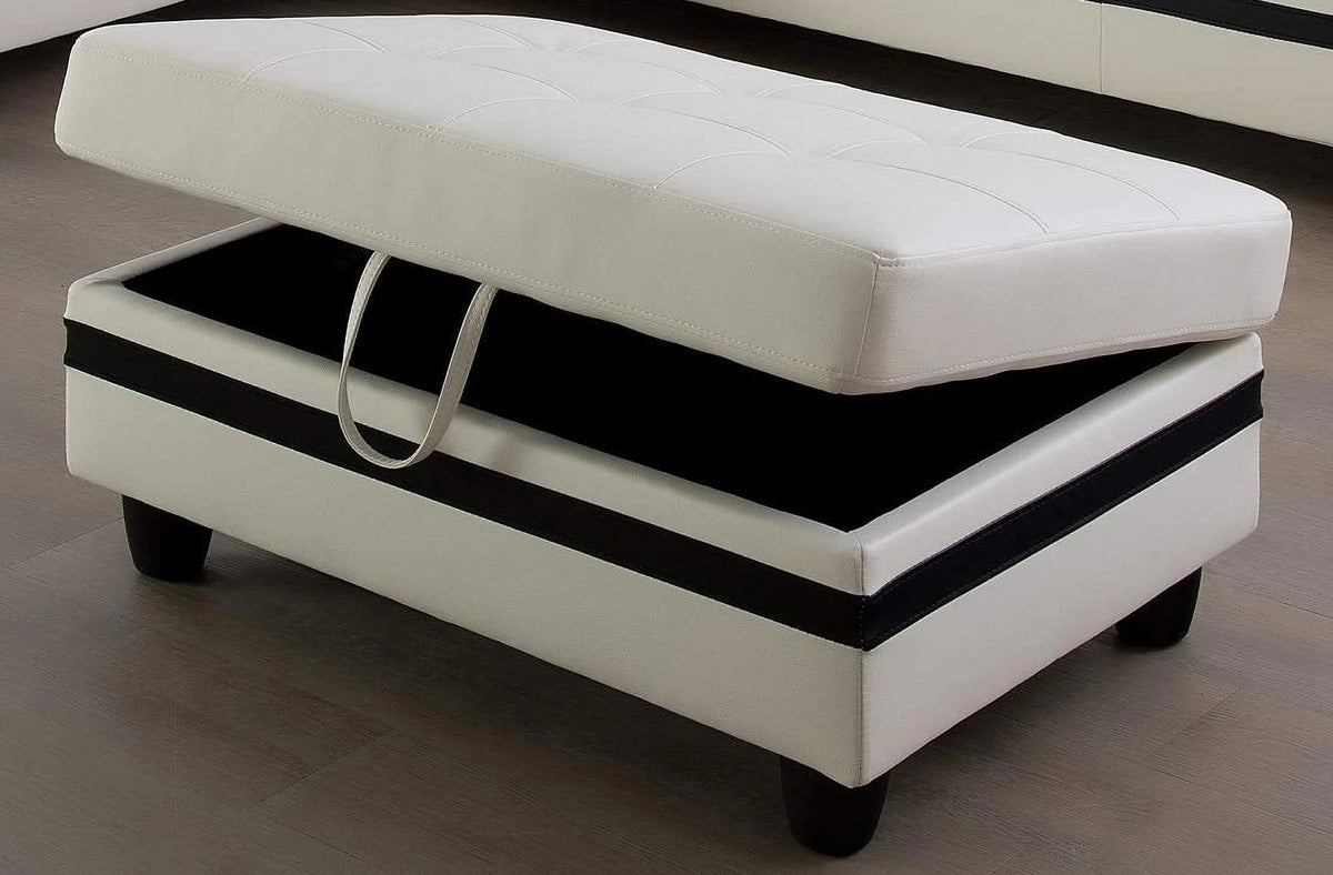 Cream White Black Stripe Left Hand Facing Sectional Sofa Set Y604000