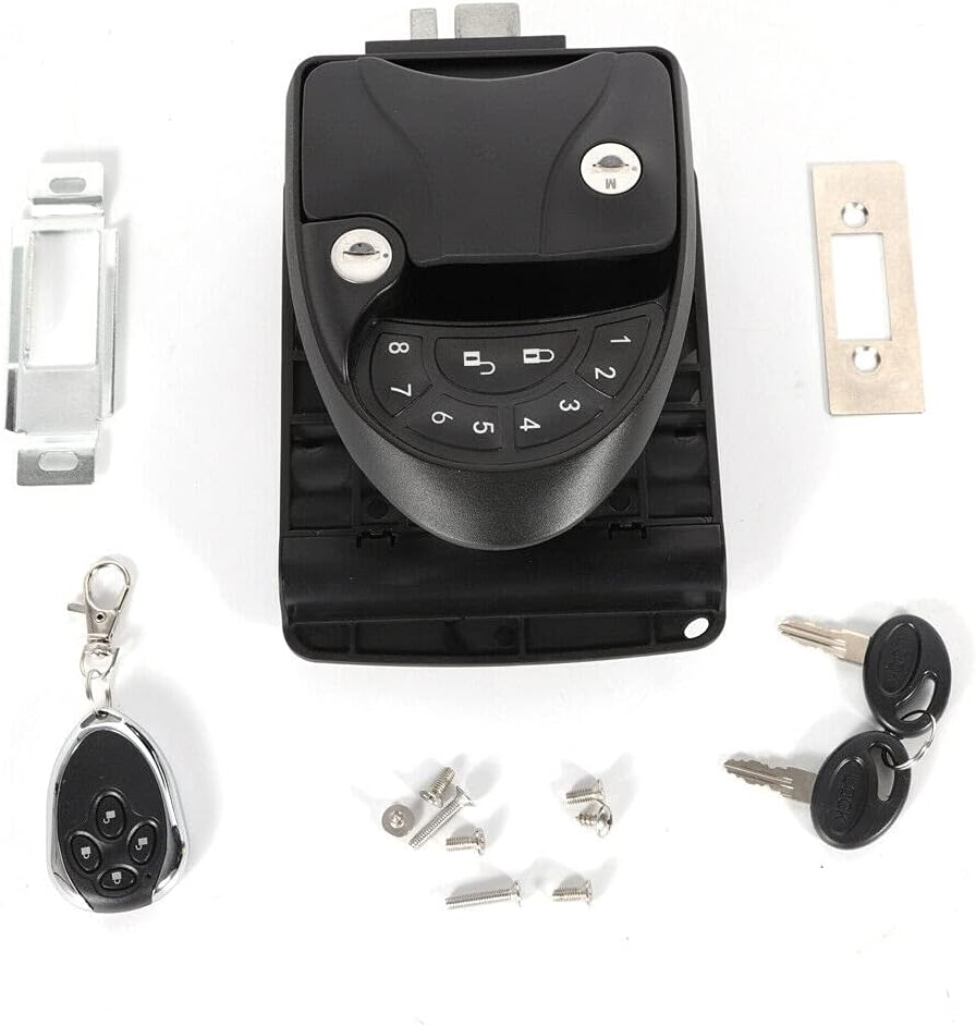 Keyless Entry Door Lock Latch Handle Knob Deadlock (Black) K755430