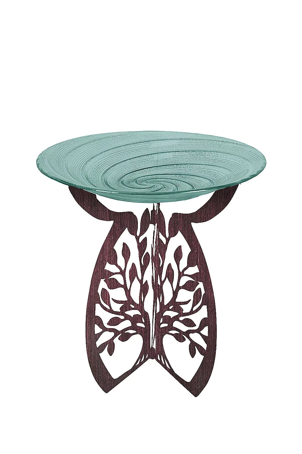 Laser Cut Bird Bath Stand and Glass Embossed Bird Bath Set A395663