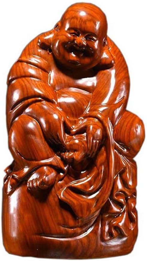 7.88 Inches Huanghuali Wood Carving Maitreya Buddha Statue F56471