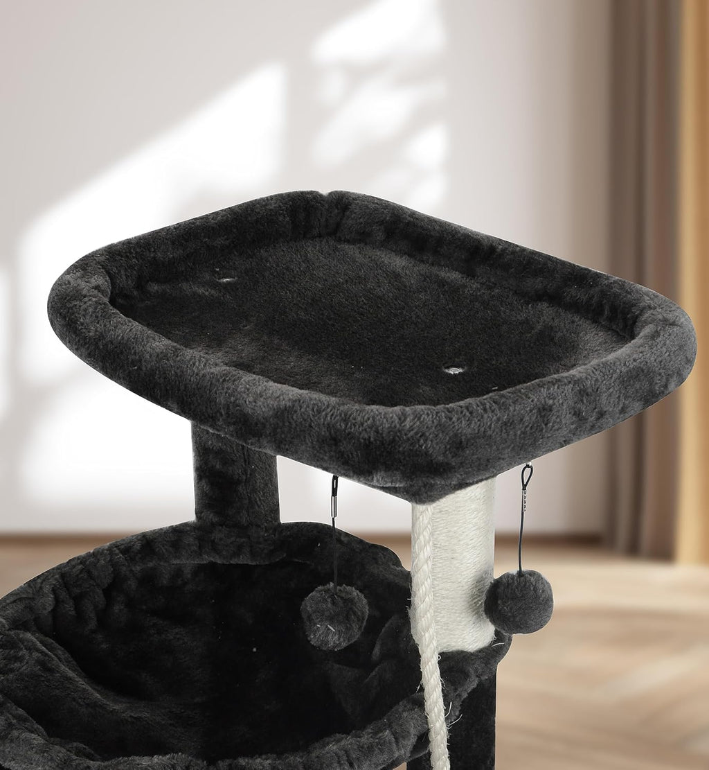 Darkgray Cat Tree with Cat Condo and Two Hammocks A11355