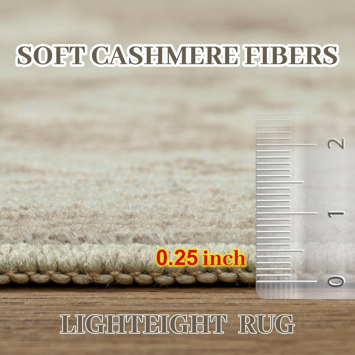 Beige 9x12 Washable Non Slip Low Pile Area Rug H1604