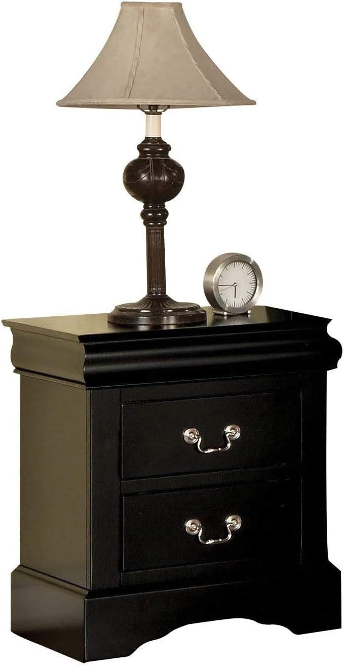 White 2 Drawers Wooden Nightstand L149