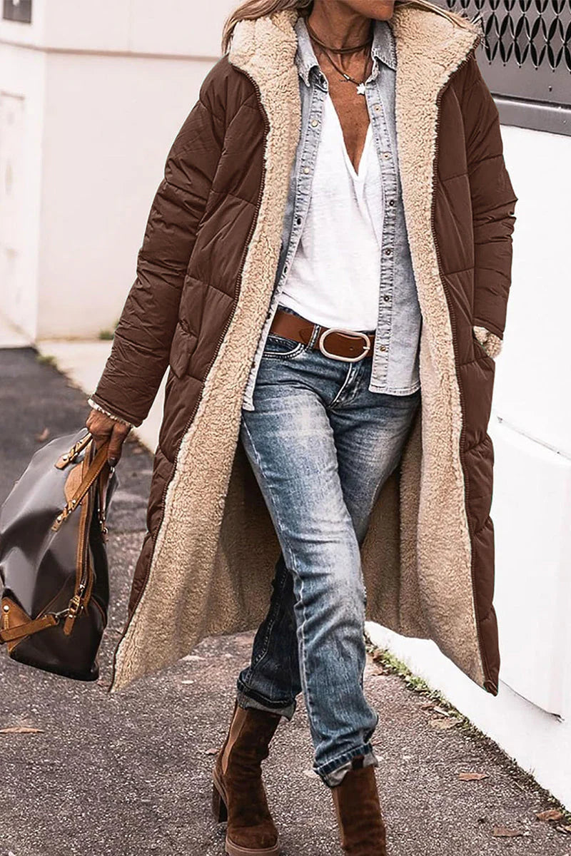 Solid Hooded Collar Outerwear Z91181