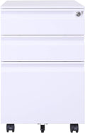 3 Drawer Mobile File Cabinet with Lock and Casters White G923110