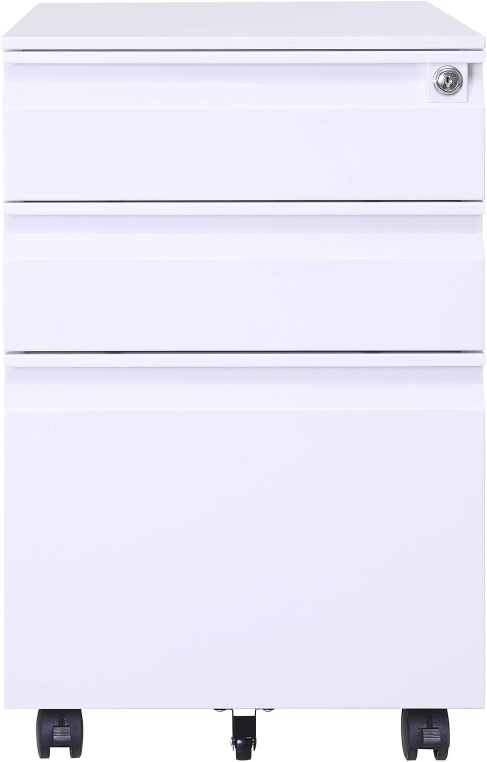 3 Drawer Mobile File Cabinet with Lock and Casters White G923110