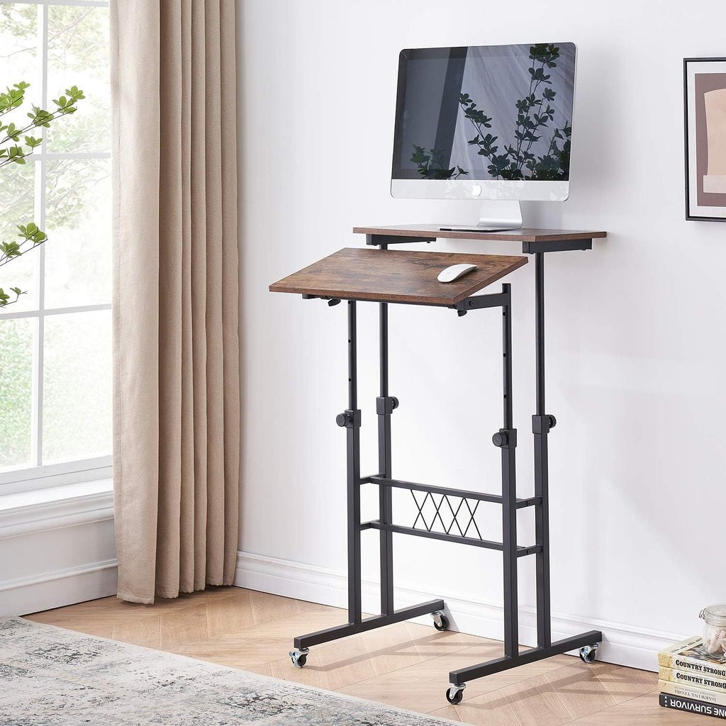 Black Wood Grain Adjustable Height Standing Desk Q96881