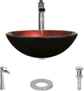 Foil Undertone Glass Vessel Sink with Chrome Faucet and Drain E9947