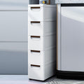White 5 Drawer Plastic Storage Cabinet with Wheels V785126