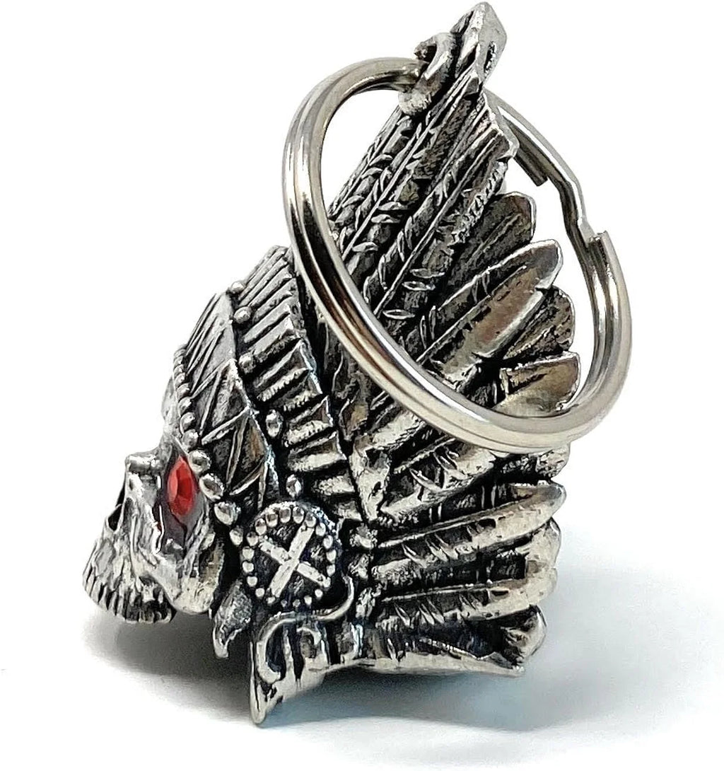 Indian Skull Diamond Bell Motorcycle Biker Bell Accessory Key Chain U97767