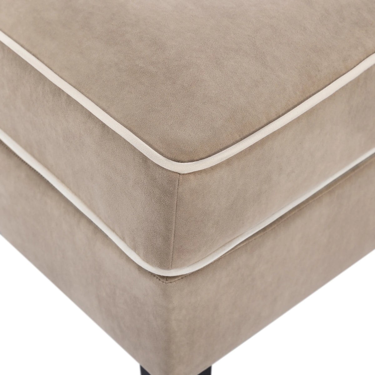 Velvet Upholstered Accent Chair with Cream Piping B9139