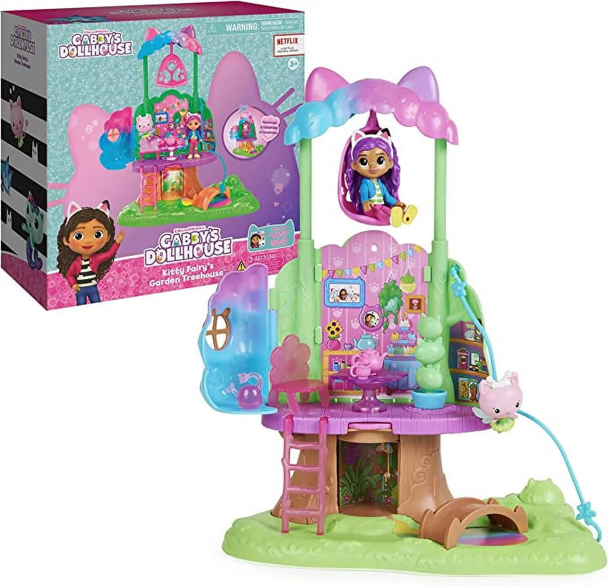 Transforming Garden Treehouse Playset with Lights, 2 Figures, 5 Accessories I2381