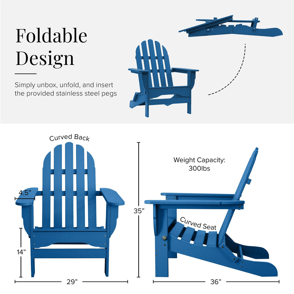 16-Pc Folding Adirondack Chair Set with Ottomans and Side Tables R738