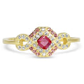 14k Gold Sterling Silver Simulated Pink Sapphire Ring Size 7 L45699