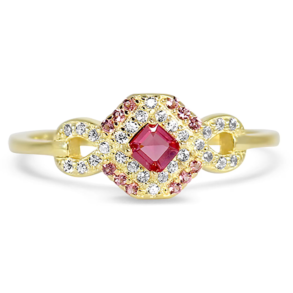14k Gold Sterling Silver Simulated Pink Sapphire Ring Size 7 L45699