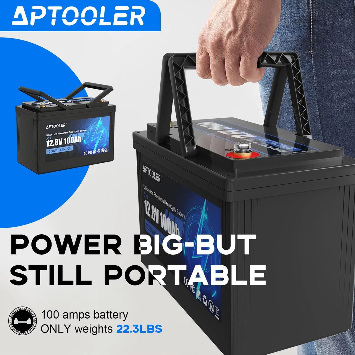12V 100Ah LiFePO4 Battery with 100A BMS M570