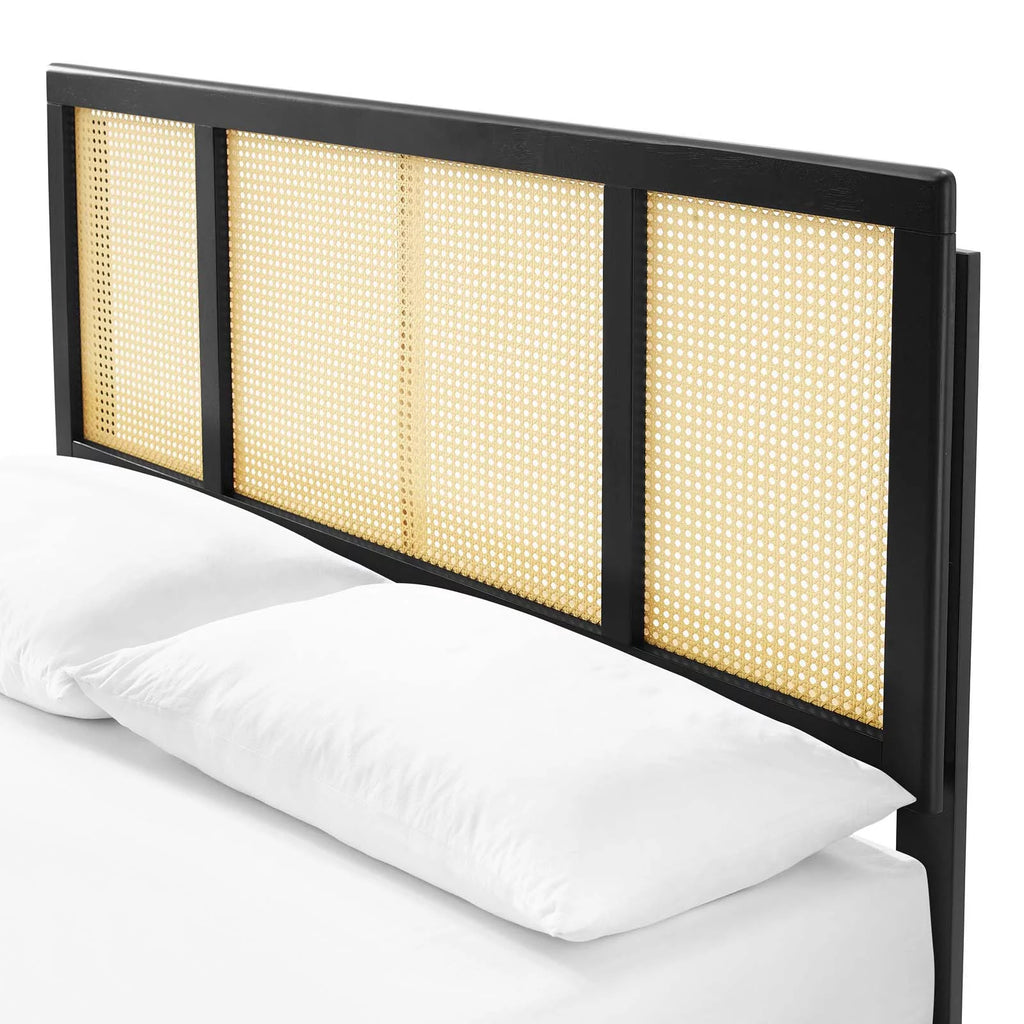 Queen Size Black Wood Platform Bed Frame N865