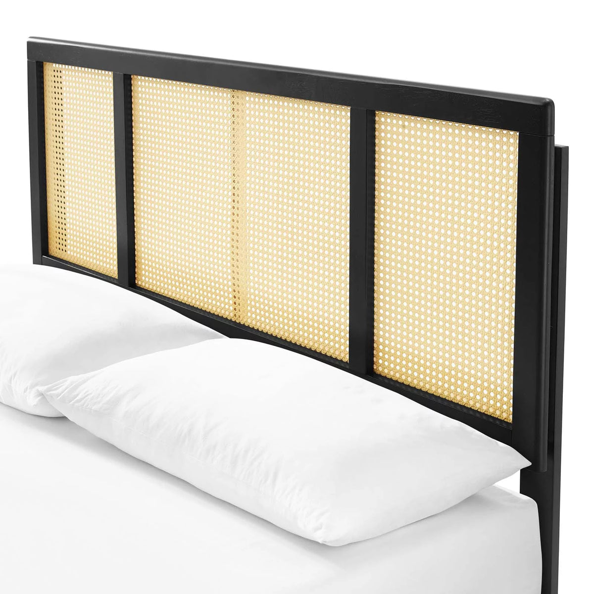 Queen Size Black Wood Platform Bed Frame N865