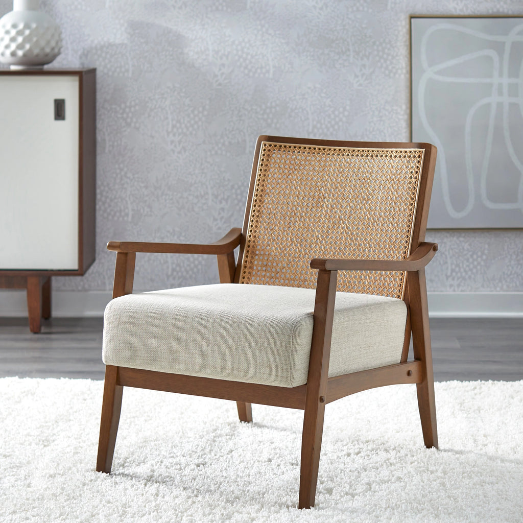 Black Cane and Solid Wood Accent Chair T375101