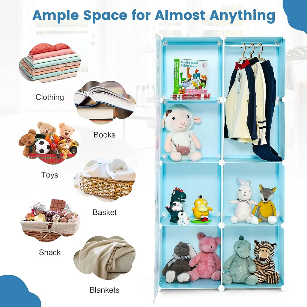8 Cube Children Wardrobe with Doors and 2 Hanging Sections F730848