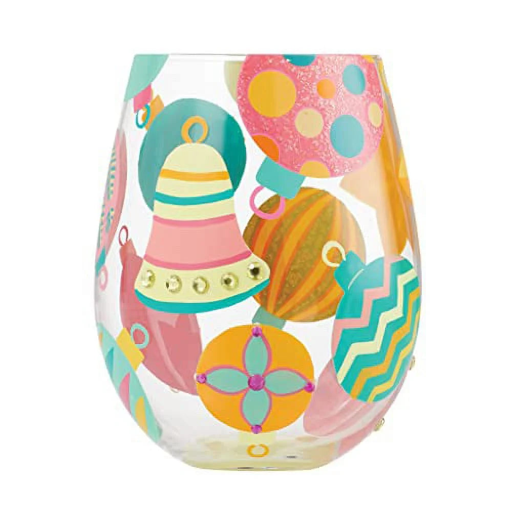 Hand Painted Stemless Wine Glass X537470