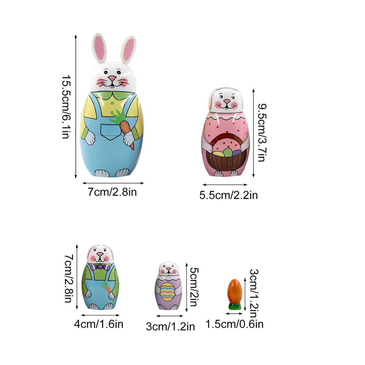 5-Storey Wooden Rabbit Doll Toys T30909