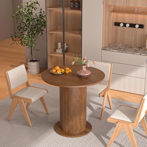 Round Dining Table for 2 with Wood Strip Base C911