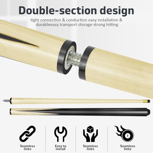 Pool Cue Stick 11mm Fiber Leather Tip 36inch Set of 2 I9104