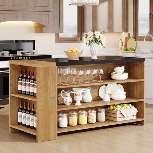 55" Wood Kitchen Island with Storage A97630