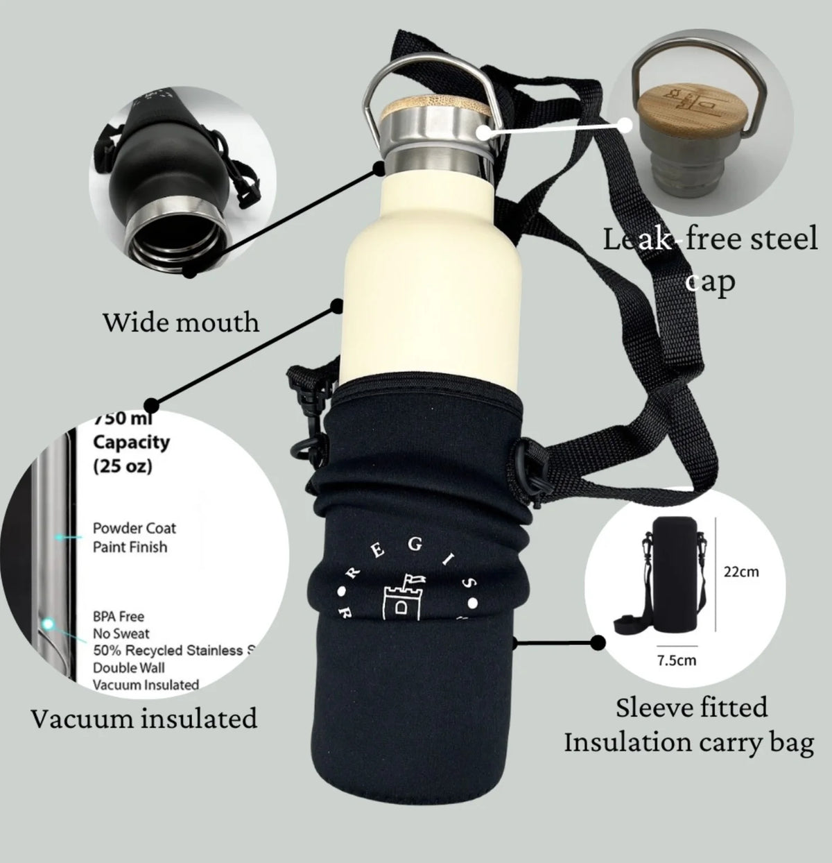 LIME Stainless Steel Sports Water Bottles 25oz H920