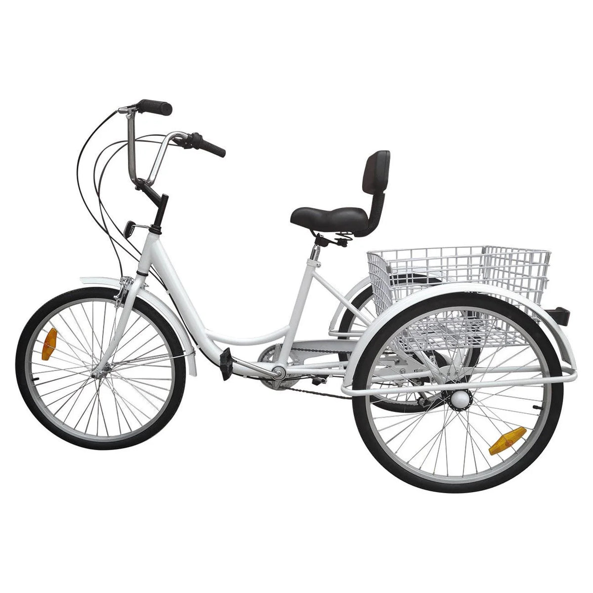 24" 7-Speed 3-Wheel Tricycle with Basket White X6547