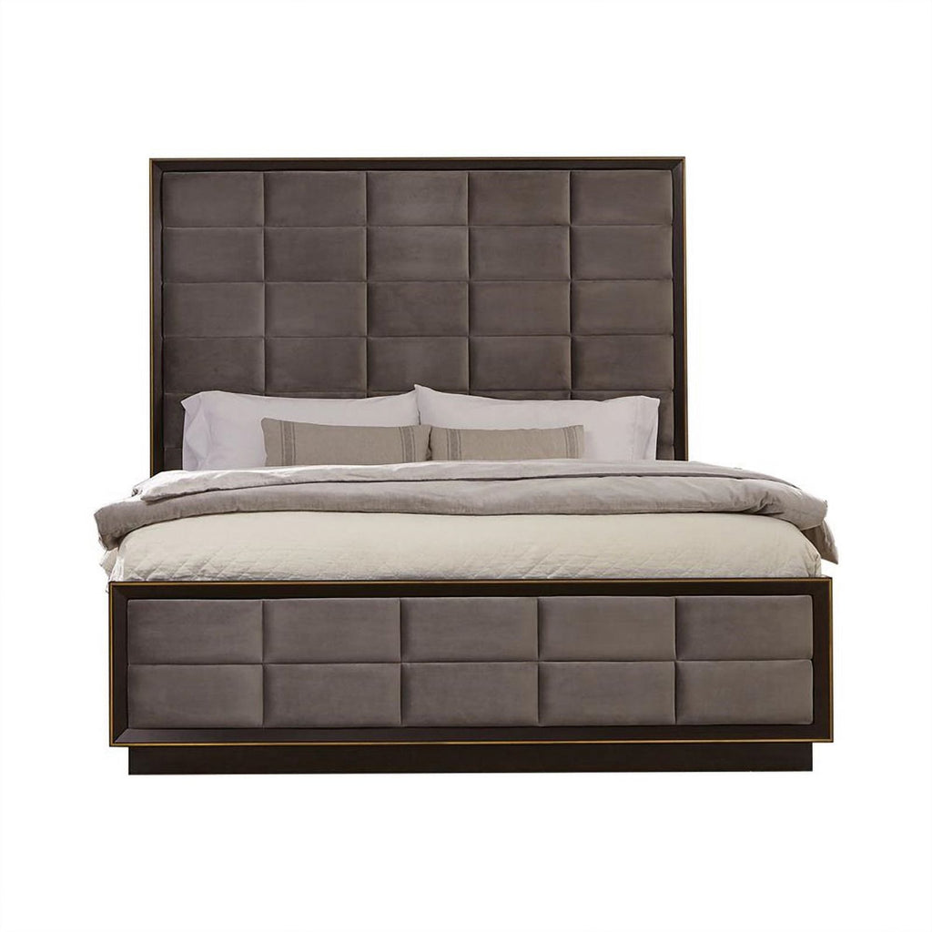 4-piece Wood California King Panel Bedroom Set in Brown and Gray V4142