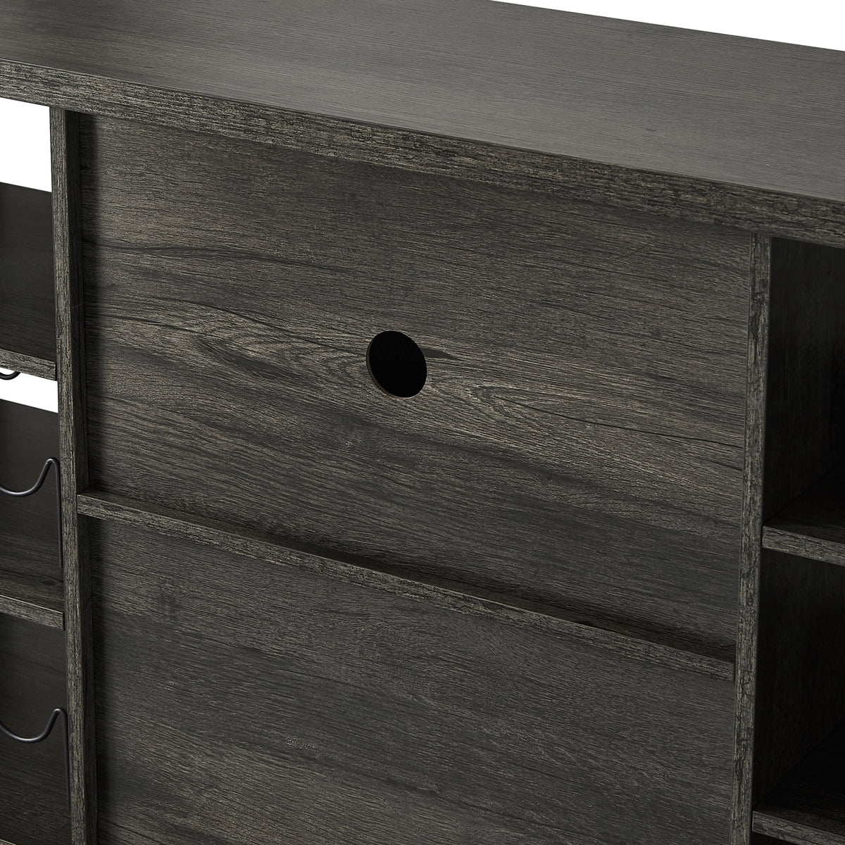 Dark Gray Wood Wine Cabinet with Storage X2561