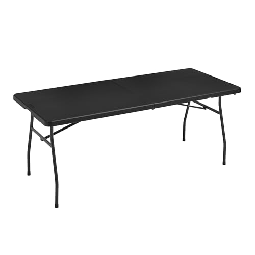 White 6 ft Folding Table with Carrying Handle U59906