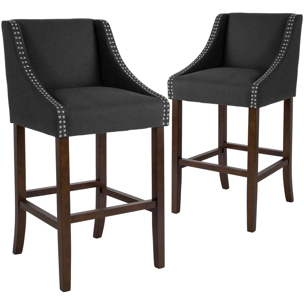 2 Pk. Walnut Barstool with Black Leather A625