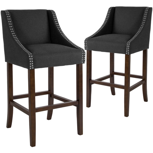 2 Pk. Walnut Barstool with Black Leather A625