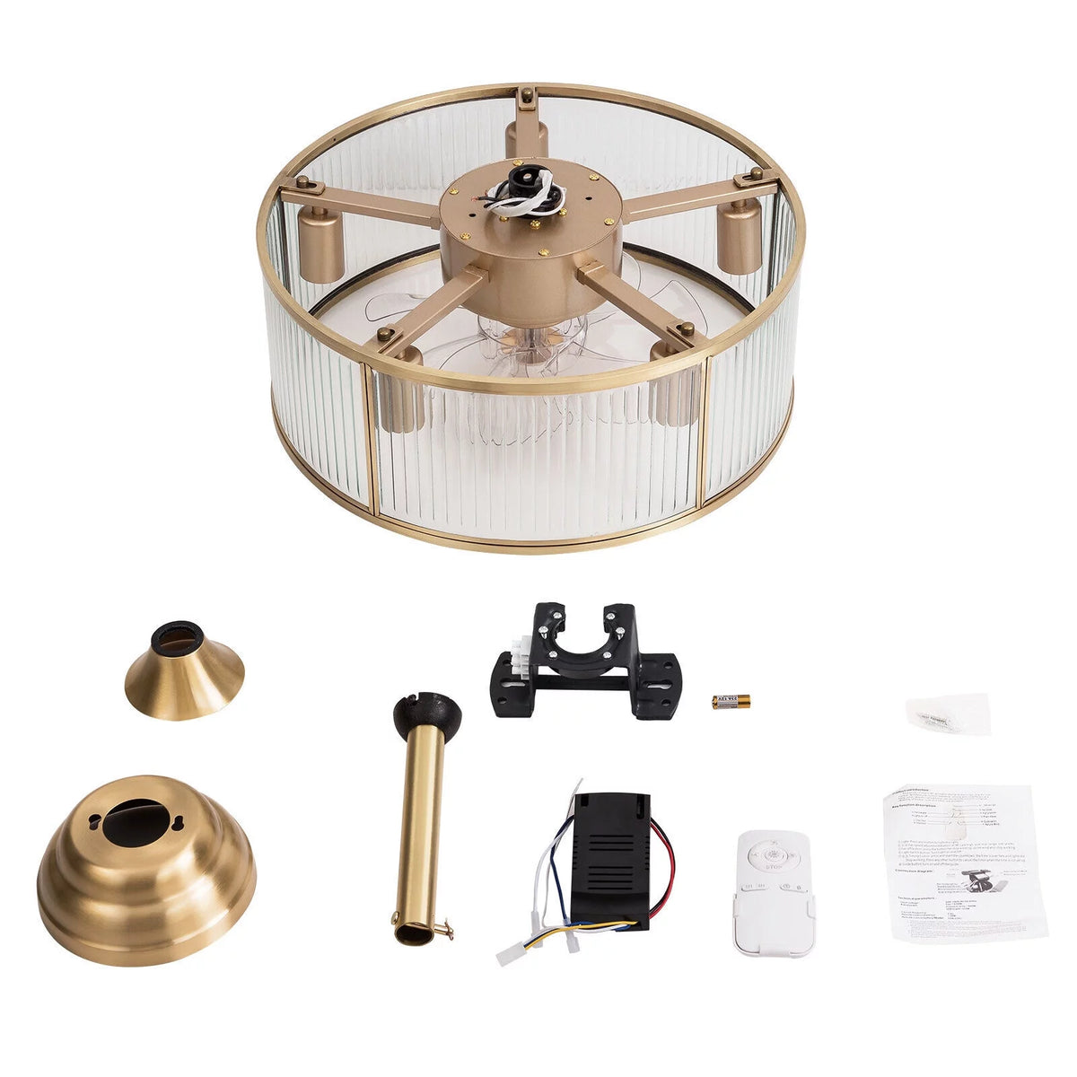 18inch Caged Ceiling Fan Light with Remote Control Q997870