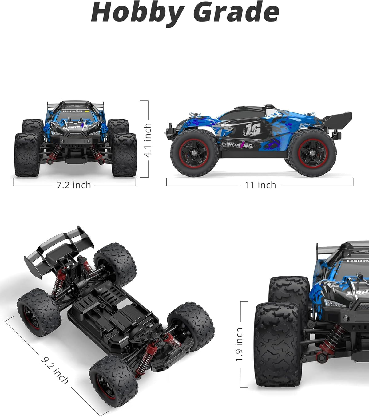 1:18 Scale Brushless 4WD Off-Road Remote Control Car with 2 Rechargeable Batteries N737523