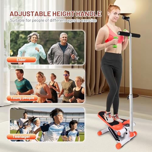 Adjustable Height Stair Stepper with Resistance Bands and LCD Monitor H900605