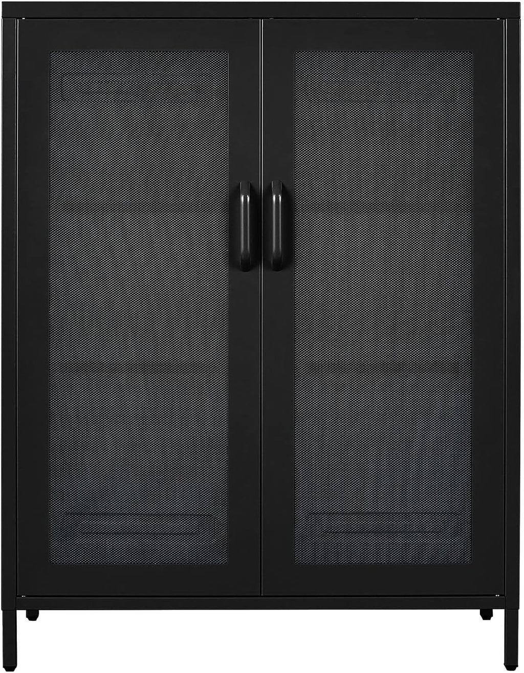 Black Metal Storage Cabinet with 2 Adjustable Shelves and Lock N765316
