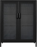 Black Metal Storage Cabinet with 2 Adjustable Shelves and Lock N765316