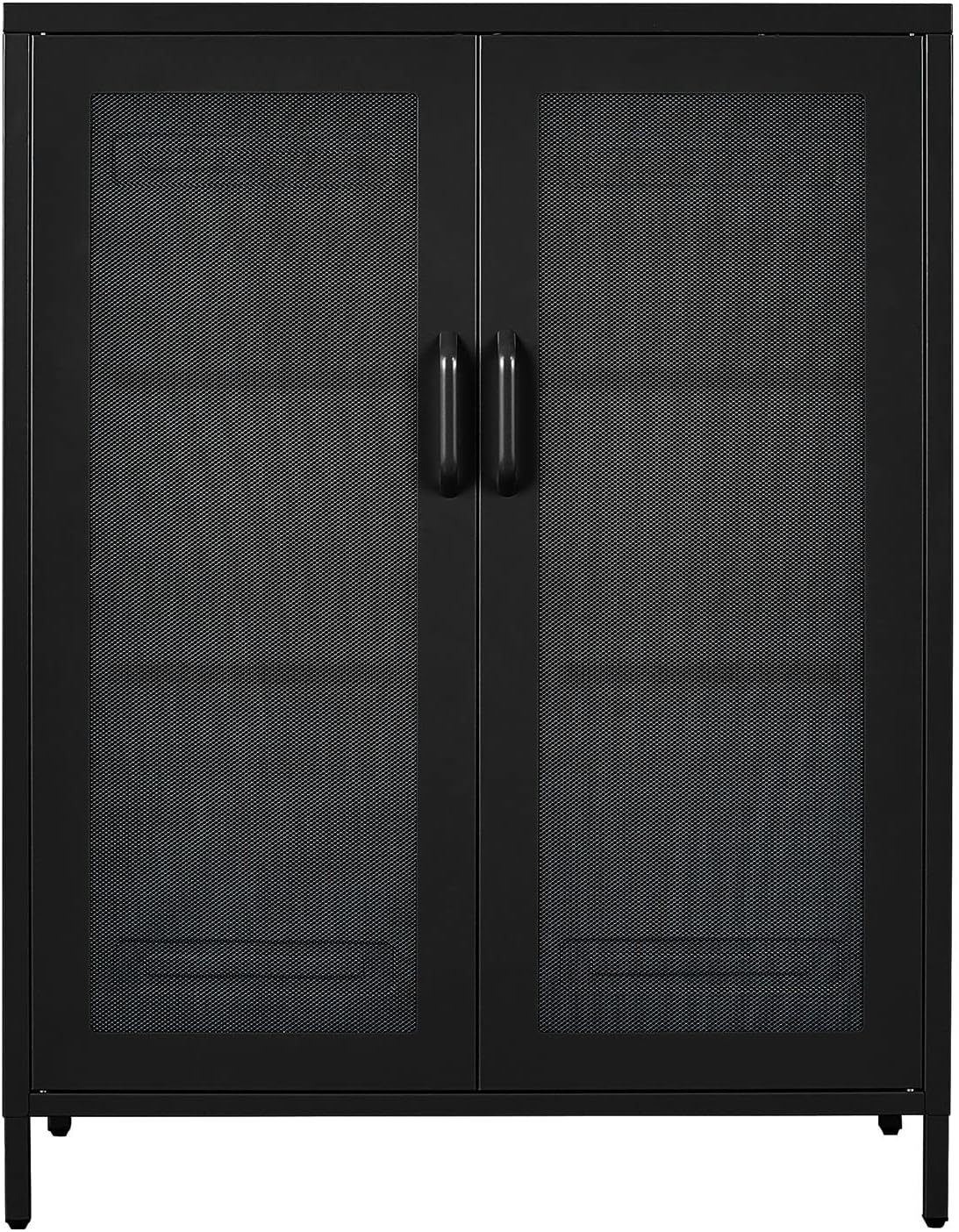 Black Metal Storage Cabinet with 2 Adjustable Shelves and Lock N765316