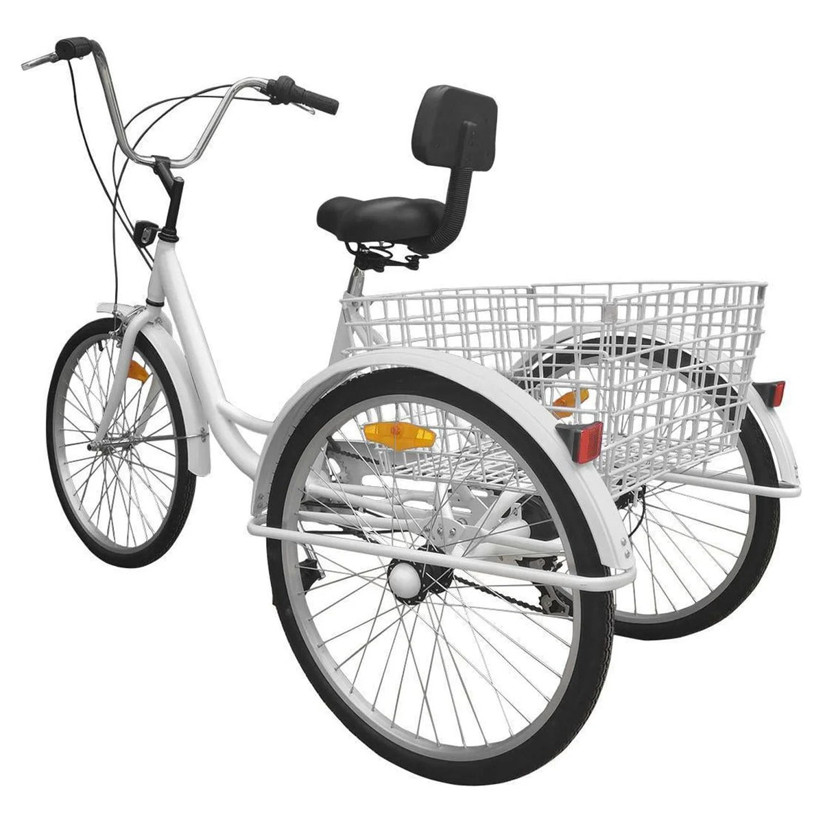 24" 7-Speed 3-Wheel Tricycle with Basket White X6547