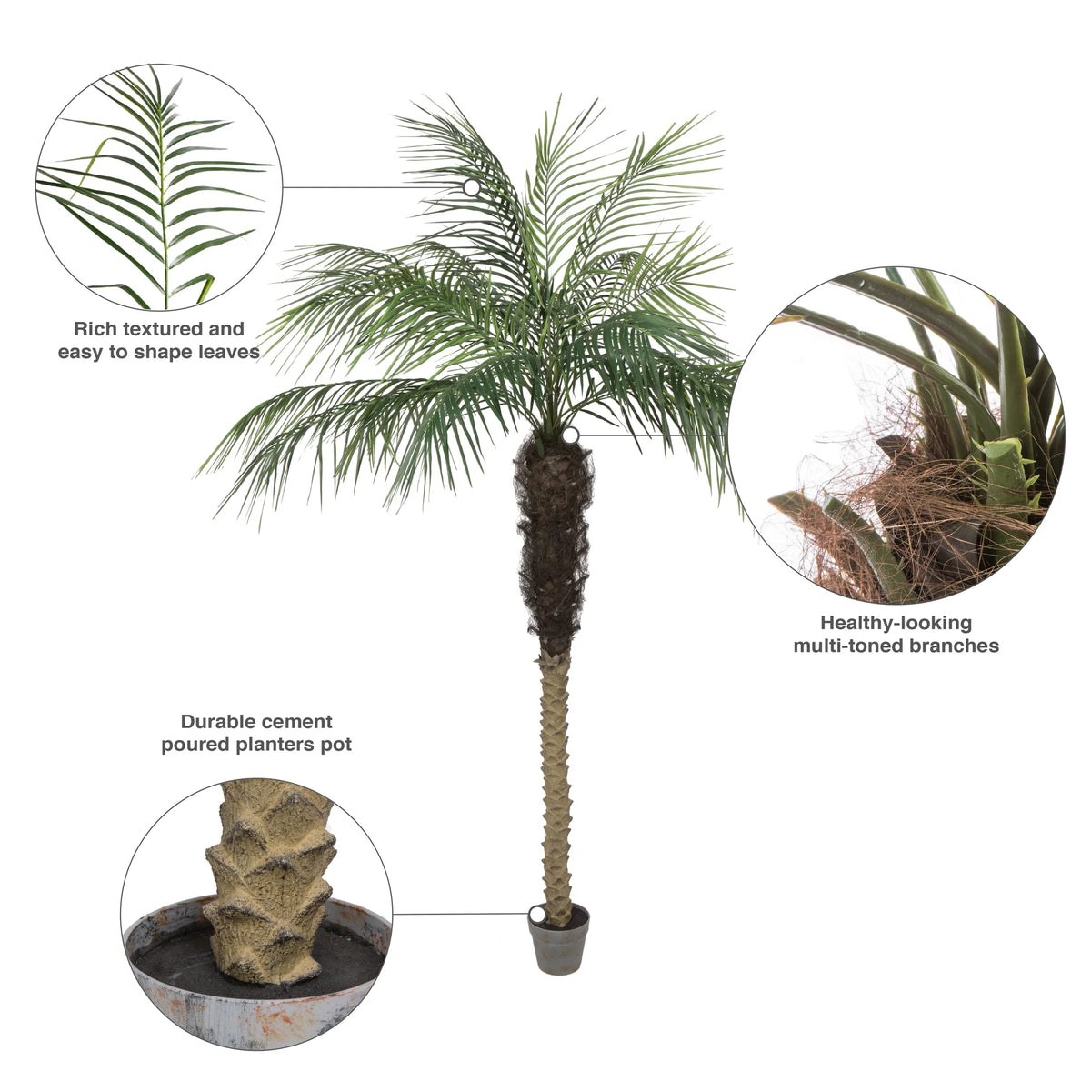 7' Artificial Potted Phoenix Palm Tree B2990