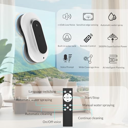 Window Cleaning Robot with Dual Water Spray, 3000Pa Suction Power Z74890