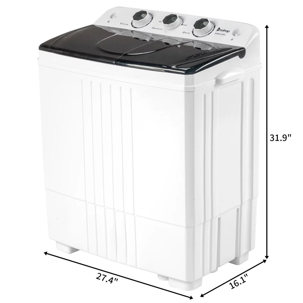 Compact Twin Tub Portable Mini Washing Machine with Drain Pump D386412